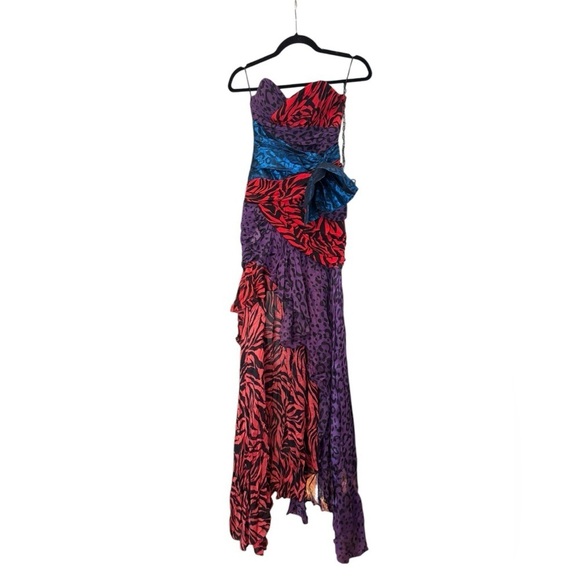 Faith Connexion Color Block Animal Print Strapless Gown High Low Gown Size XS/S - Picture 2 of 6
